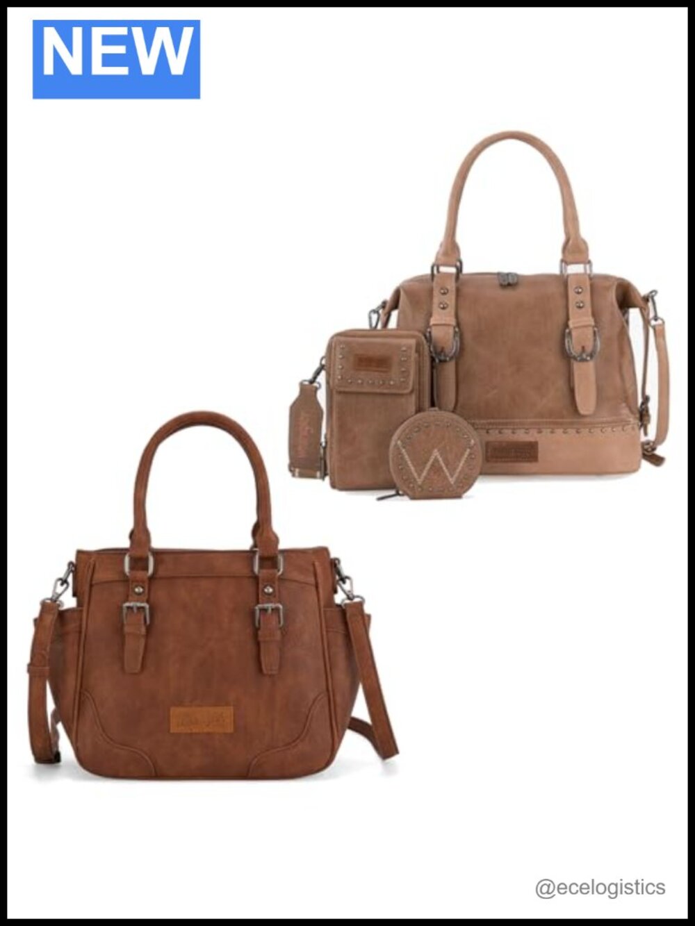 Vegan Leather Satchel Purse Set Barrel Handbag Top Handle with Detachable Strap